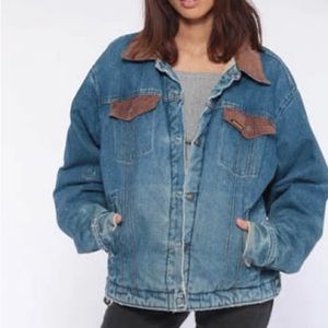 [VINTAGE] Saddle King Denim Shearling Jacket with  corduroy collar